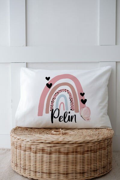 %100 Pamuk Isme Özel Isimli 6lı Hastane Çıkışı Tulum Set Kalpli Pembe Gökkuşağı