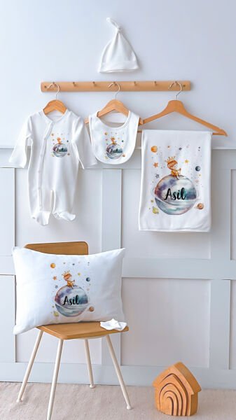 %100 Pamuk İsme Özel İsimli 6lı Hastane Çıkışı Tulum Set Küçük Prens