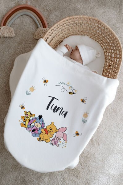 %100 Pamuk İsme Özel İsimli 6lı Hastane Çıkışı Tulum Set Winnie the Pooh