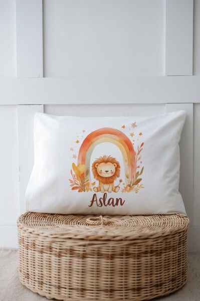 %100 Pamuk İsme Özel İsimli 6lı Hastane Çıkışı Tulum Set Gökkuşağı Aslan
